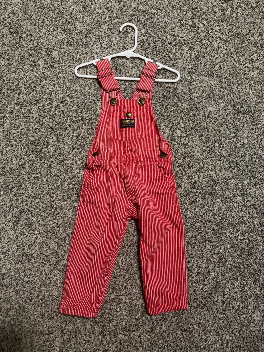 OshKosh B'gosh Red and White Striped Kids Overalls